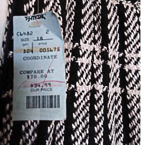 Leslie Fay Black and White Plaid Wool Skirt, Size 18 NWT - Picture 3 of 4